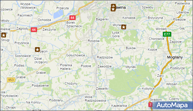 mapa Radziszów, Radziszów na mapie Targeo