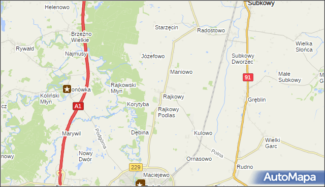 mapa Rajkowy, Rajkowy na mapie Targeo