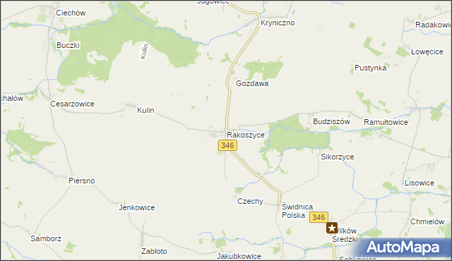 mapa Rakoszyce, Rakoszyce na mapie Targeo