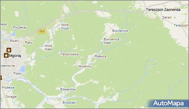 mapa Ratwica, Ratwica na mapie Targeo