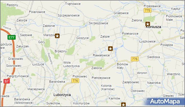mapa Rawałowice, Rawałowice na mapie Targeo