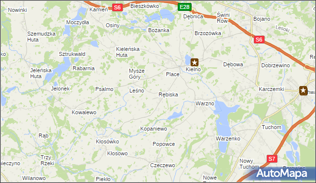 mapa Rębiska gmina Szemud, Rębiska gmina Szemud na mapie Targeo
