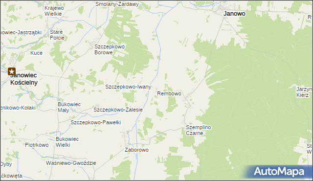 mapa Rembowo gmina Janowo, Rembowo gmina Janowo na mapie Targeo