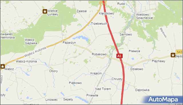 mapa Robakowo gmina Stolno, Robakowo gmina Stolno na mapie Targeo