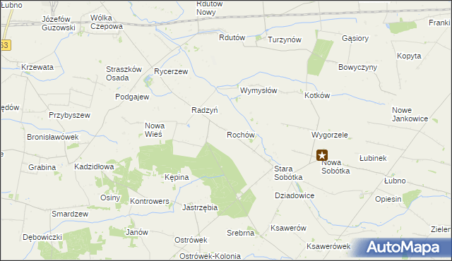 mapa Rochów gmina Grabów, Rochów gmina Grabów na mapie Targeo