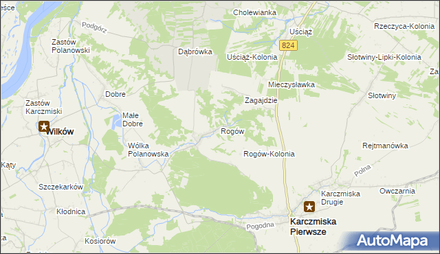 mapa Rogów gmina Wilków, Rogów gmina Wilków na mapie Targeo