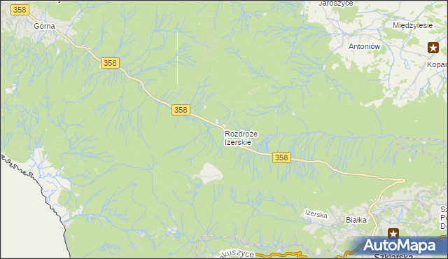 mapa Rozdroże Izerskie, Rozdroże Izerskie na mapie Targeo