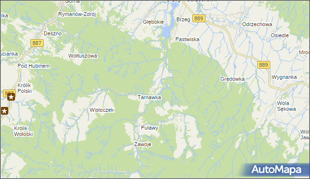 mapa Rudawka Rymanowska, Rudawka Rymanowska na mapie Targeo