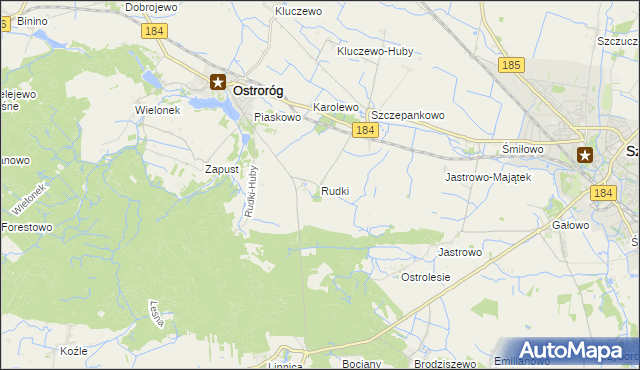 mapa Rudki gmina Ostroróg, Rudki gmina Ostroróg na mapie Targeo