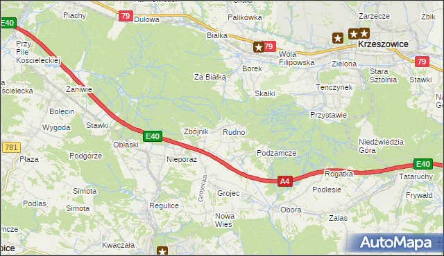 mapa Rudno gmina Krzeszowice, Rudno gmina Krzeszowice na mapie Targeo