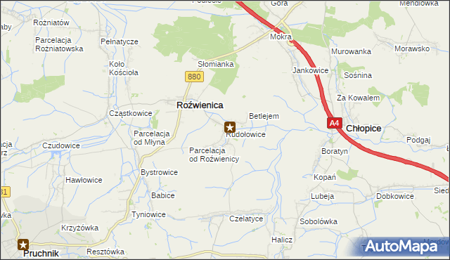 mapa Rudołowice, Rudołowice na mapie Targeo