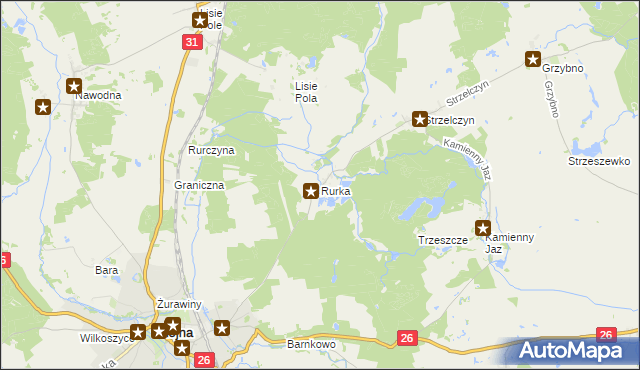 mapa Rurka gmina Chojna, Rurka gmina Chojna na mapie Targeo