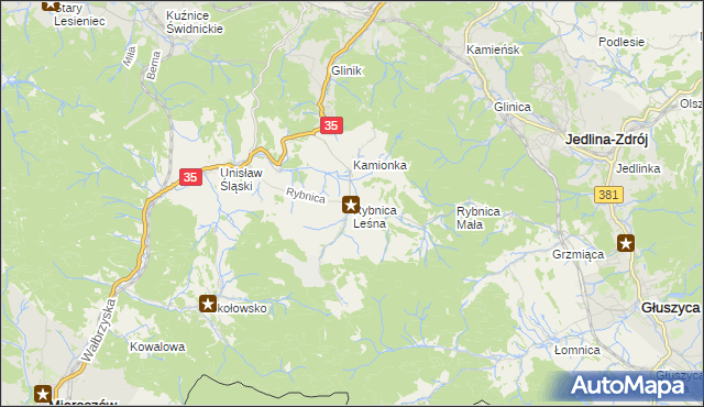 mapa Rybnica Leśna, Rybnica Leśna na mapie Targeo