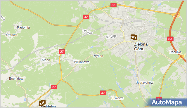 mapa Rybno gmina Świdnica, Rybno gmina Świdnica na mapie Targeo