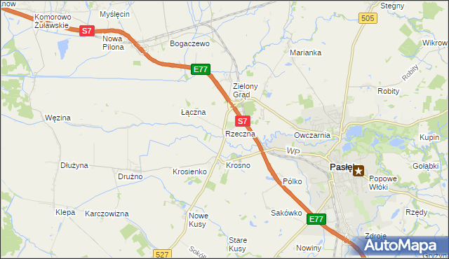 mapa Rzeczna, Rzeczna na mapie Targeo