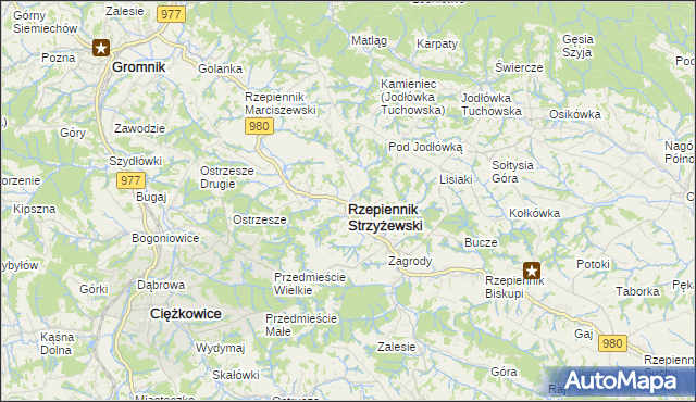 mapa Rzepiennik Strzyżewski, Rzepiennik Strzyżewski na mapie Targeo