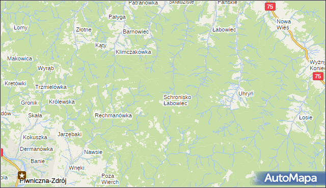 mapa Schronisko Łabowiec, Schronisko Łabowiec na mapie Targeo