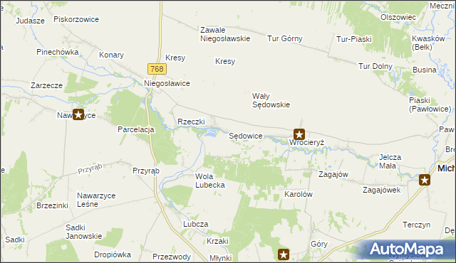 mapa Sędowice gmina Michałów, Sędowice gmina Michałów na mapie Targeo