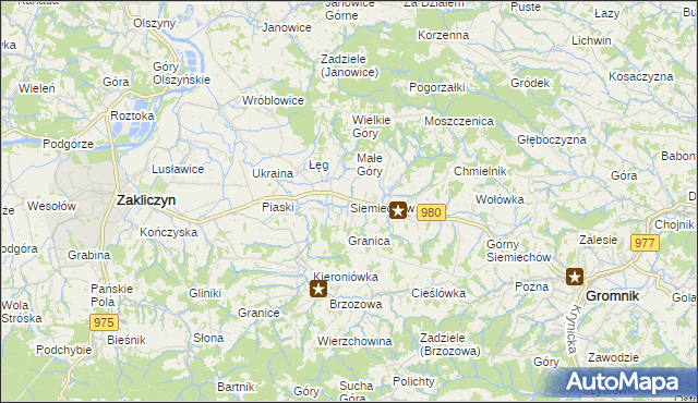 mapa Siemiechów gmina Gromnik, Siemiechów gmina Gromnik na mapie Targeo