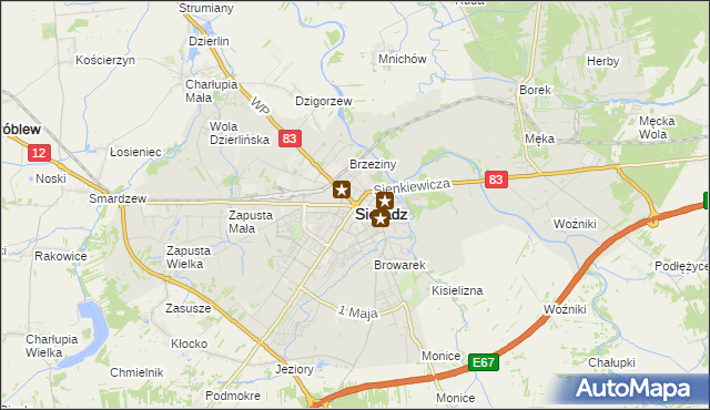 mapa Sieradz, Sieradz na mapie Targeo