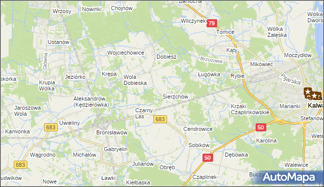 mapa Sierzchów gmina Góra Kalwaria, Sierzchów gmina Góra Kalwaria na mapie Targeo