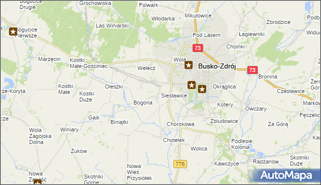 mapa Siesławice, Siesławice na mapie Targeo