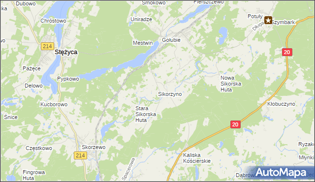 mapa Sikorzyno, Sikorzyno na mapie Targeo