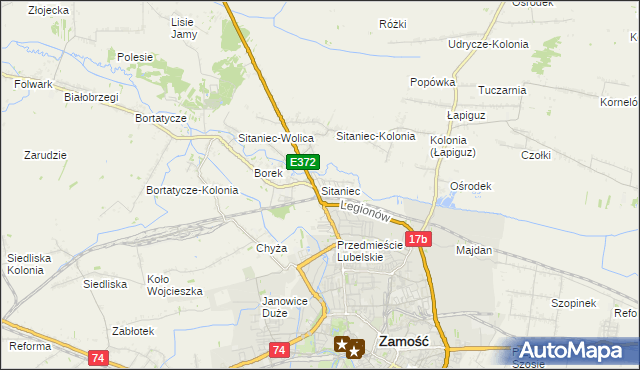 mapa Sitaniec, Sitaniec na mapie Targeo