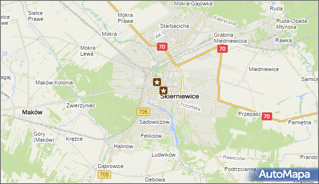 mapa Skierniewic, Skierniewice na mapie Targeo