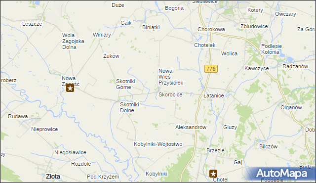 mapa Skorocice, Skorocice na mapie Targeo