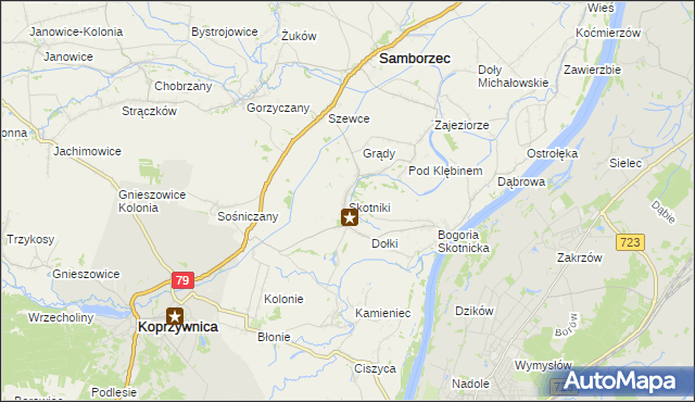 mapa Skotniki gmina Samborzec, Skotniki gmina Samborzec na mapie Targeo