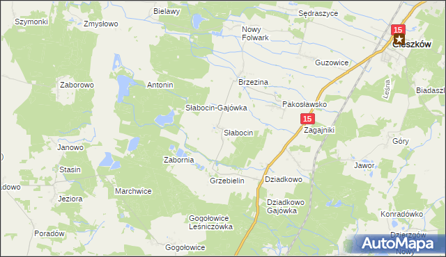 mapa Słabocin, Słabocin na mapie Targeo