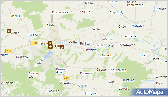 mapa Sławniów, Sławniów na mapie Targeo