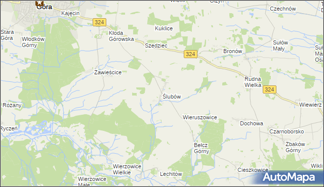 mapa Ślubów gmina Góra, Ślubów gmina Góra na mapie Targeo