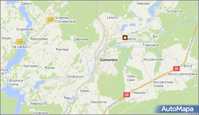 mapa Somonino, Somonino na mapie Targeo