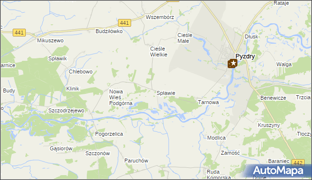 mapa Spławie gmina Kołaczkowo, Spławie gmina Kołaczkowo na mapie Targeo