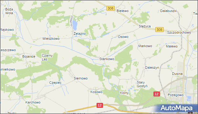 mapa Stankowo gmina Gostyń, Stankowo gmina Gostyń na mapie Targeo