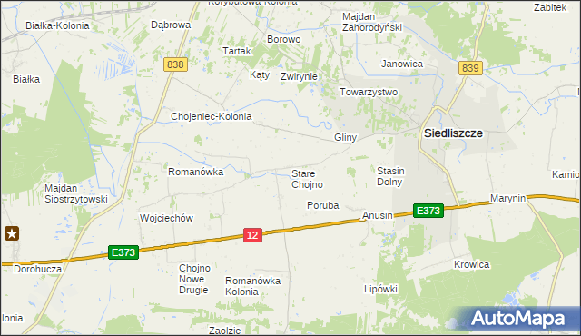 mapa Stare Chojno, Stare Chojno na mapie Targeo