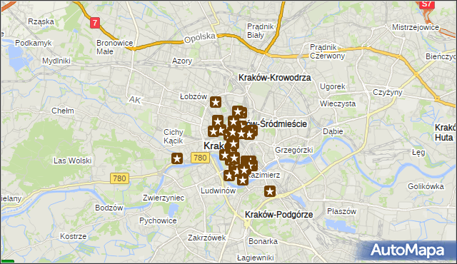 mapa Stare Miasto gmina Kraków, Stare Miasto gmina Kraków na mapie Targeo