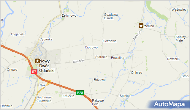 mapa Starocin, Starocin na mapie Targeo