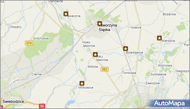 mapa Stary Jaworów, Stary Jaworów na mapie Targeo