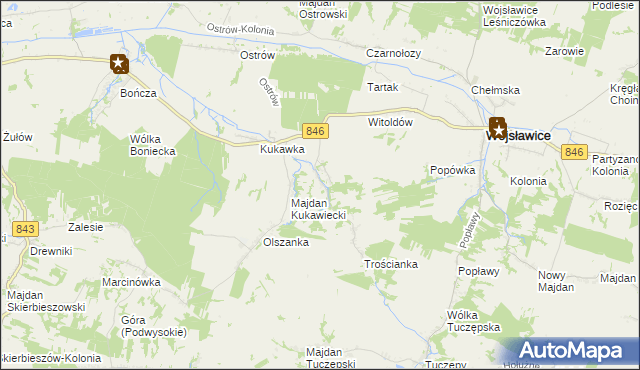 mapa Stary Majdan gmina Wojsławice, Stary Majdan gmina Wojsławice na mapie Targeo