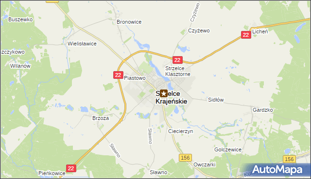 mapa Strzelce Krajeńskie, Strzelce Krajeńskie na mapie Targeo