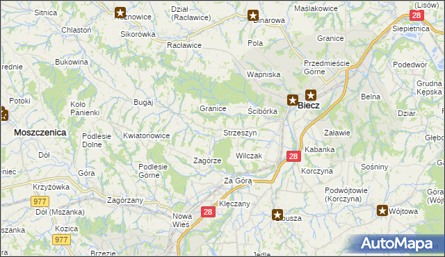 mapa Strzeszyn gmina Biecz, Strzeszyn gmina Biecz na mapie Targeo