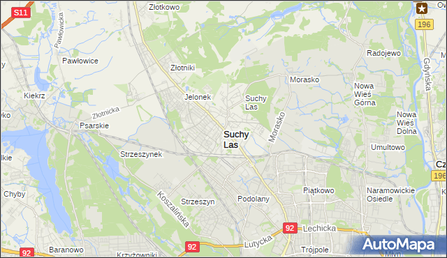 mapa Suchy Las powiat poznański, Suchy Las powiat poznański na mapie Targeo