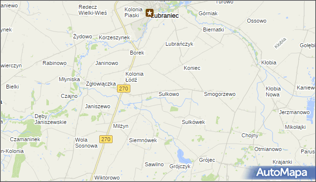 mapa Sułkowo gmina Lubraniec, Sułkowo gmina Lubraniec na mapie Targeo