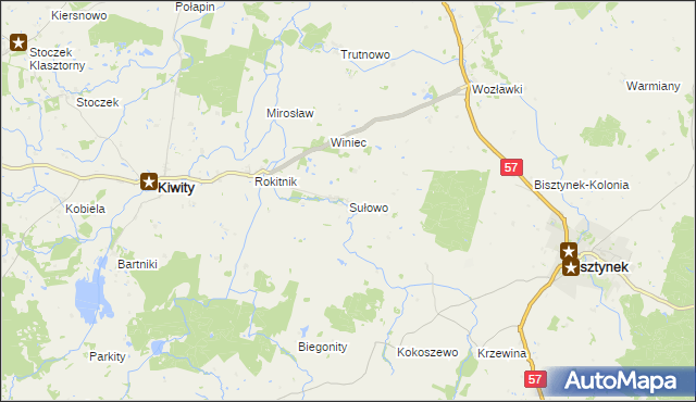 mapa Sułowo gmina Bisztynek, Sułowo gmina Bisztynek na mapie Targeo