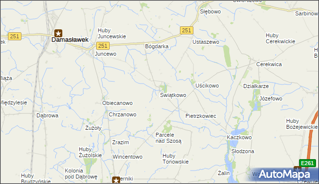 mapa Świątkowo gmina Janowiec Wielkopolski, Świątkowo gmina Janowiec Wielkopolski na mapie Targeo