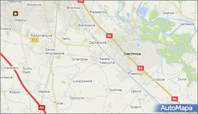 mapa Święta Katarzyna gmina Siechnice, Święta Katarzyna gmina Siechnice na mapie Targeo