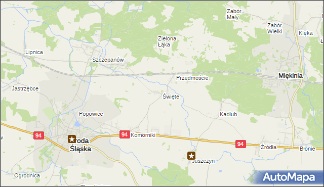 mapa Święte gmina Środa Śląska, Święte gmina Środa Śląska na mapie Targeo